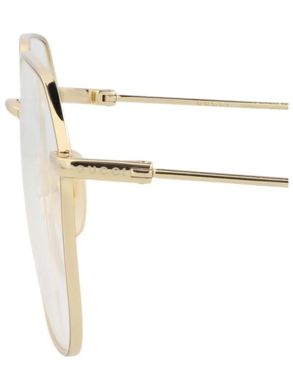 New Gucci Womens Square/Rectangle Gold Gold Transparent Fashion Designer Eyeglas